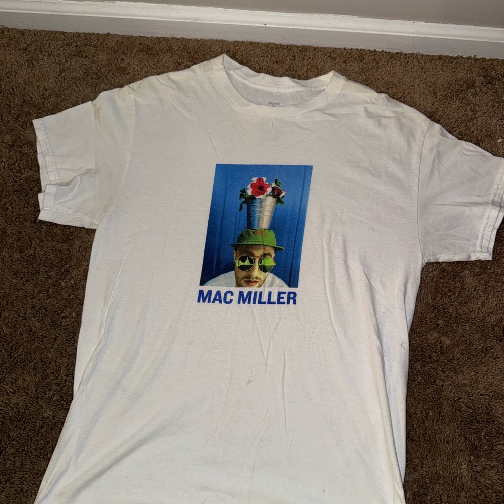 White Graphic Tee with Mac Miller Print